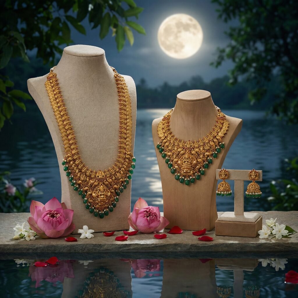 Antique gold plated temple jewellery under ₹2,999 with jhumka